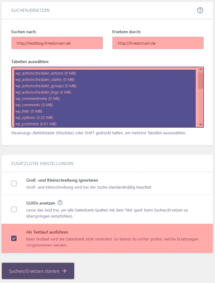 WordPress - &Auml;nderung der Domain, Bild 7