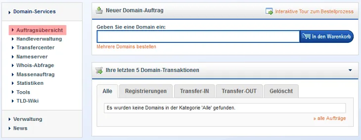 Domainverwaltung - Domain k&uuml;ndigen und l&ouml;schen, Bild 1