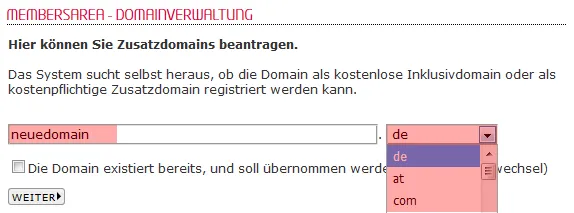 so funktioniert das Bestellen einer Domain - Anlegen der Domain im KAS, Bild 3